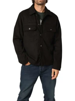 Chemise noire unie à coupe droite avec un col chemise et des manches longues