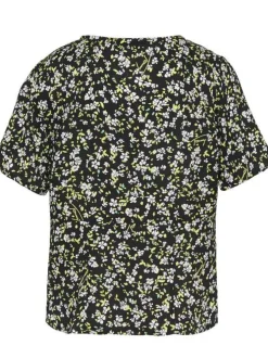 Chemise noir pour femme avec imprimé liberty coupe droite
