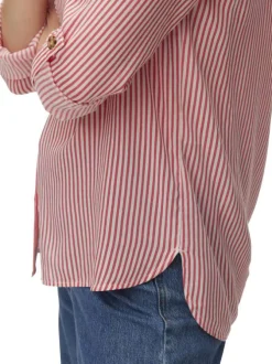 Chemise rose à coupe ajustée pourvue d'un col à revers et de manches longues