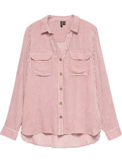 Chemise rose à coupe ajustée pourvue d'un col à revers et de manches longues