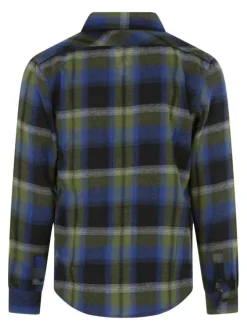 Chemise verte à carreaux avec un col à revers et des manches longues