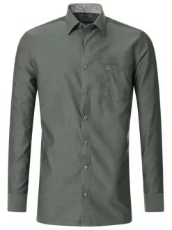 Chemise verte Grande Taille en coton à manches longues et coupe droite