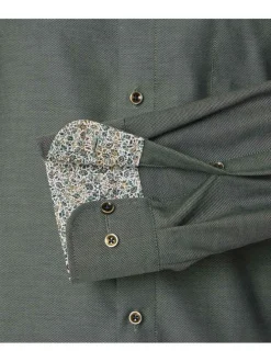Chemise verte Grande Taille en coton à manches longues et coupe droite
