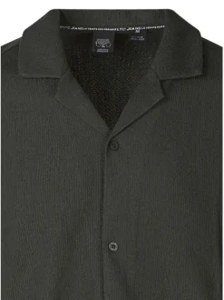Chemise vert forêt unie pourvue d'une coupe droite et d'un col cubain