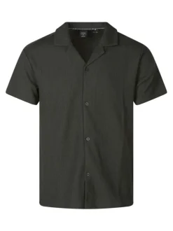 Chemise vert forêt unie pourvue d'une coupe droite et d'un col cubain