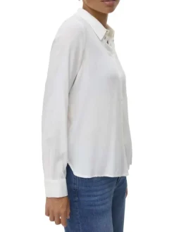 Chemisier blanc uni avec un col chemise et des manches longues