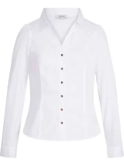 Chemisier blanc uni avec une coupe cintrée et un col v à revers