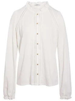 Chemisier blanc uni avec une coupe droite et des manches longues