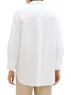 Chemisier blanc uni coupe droite col français et à manches longues