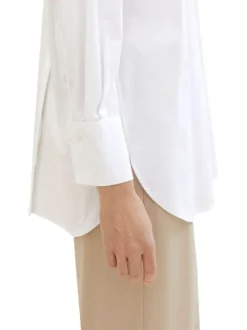 Chemisier blanc uni coupe droite col français et à manches longues