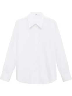 Chemisier blanc uni à coupe regular fit et à manches longues boutonnées