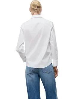 Chemisier blanc uni à coupe regular fit et à manches longues boutonnées