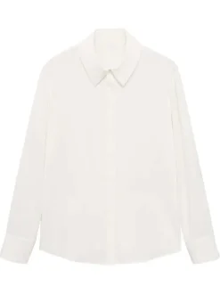 Chemisier écru uni à coupe fluide avec des manches boutonnées