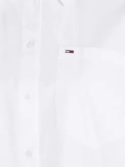 Chemisier en coton biologique blanc uni à coupe oversize et à manches longues