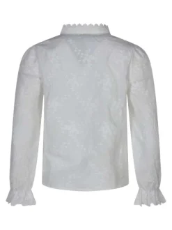 Chemisier en coton blanc uni avec une coupe droite et un col montant