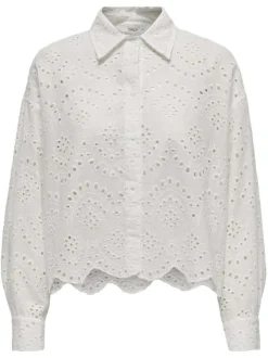 Chemisier en coton blanc uni coupe droite avec un col français
