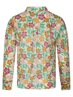 Chemisier en coton multicolore à motifs avec une coupe droite et un col chemise