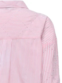 Chemisier en coton rose à rayures pourvu d'une fermeture boutonnée