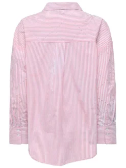 Chemisier en coton rose à rayures pourvu d'une fermeture boutonnée