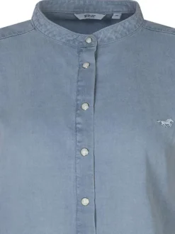 Chemisier en jean à coupe ample avec boutons nacrés et logo brodé