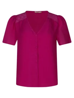 Chemisier fuchsia uni pourvu d'une coupe droite et des manches courtes