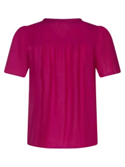 Chemisier fuchsia uni pourvu d'une coupe droite et des manches courtes