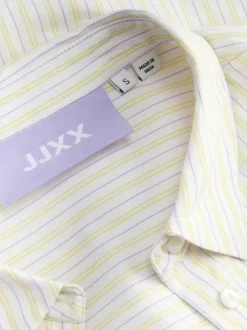 Chemisier jaune à rayures coupe droite pourvu d'un col chemise