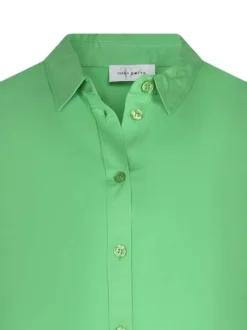 Chemisier vert uni coupe droite col français et manches courtes