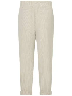 Chino beige en velours côtelé à coupe slim avec taille élastique et 2 poches