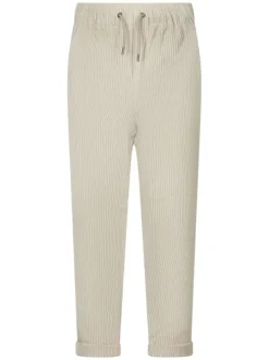 Chino beige en velours côtelé à coupe slim avec taille élastique et 2 poches