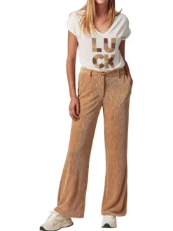 Chino beige en velours côtelé avec une coupe bootcut et 4 poches
