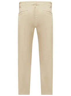 Chino beige uni à coupe slim avec poches à l'italienne et passants pour ceinture