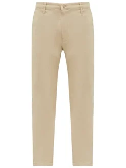Chino beige uni à coupe slim avec poches à l'italienne et passants pour ceinture