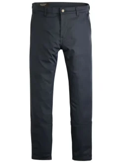Chino bleu marine uni à coupe slim avec une taille intermédiaire
