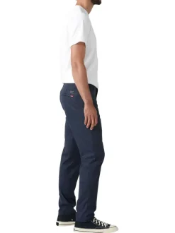 Chino bleu marine uni à coupe slim avec une taille intermédiaire