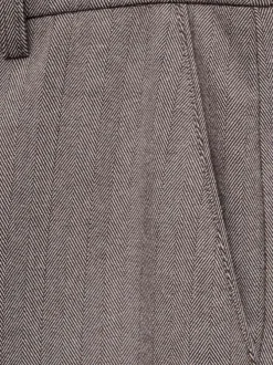Chino écru motif chevrons à coupe droite avec 4 plis centraux et 4 poches