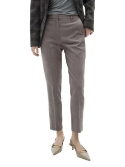 Chino écru motif chevrons à coupe droite avec 4 plis centraux et 4 poches
