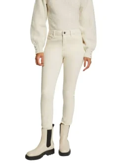 Chino écru uni avec une coupe slim et des passants au niveau de la taille
