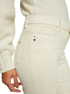 Chino écru uni avec une coupe slim et des passants au niveau de la taille