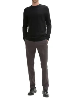 Chino en coton anthracite uni à coupe ajustée avec poches à l'italienne