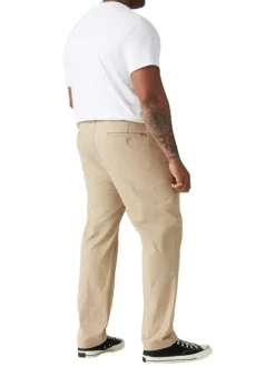 Chino en coton beige uni avec une coupe regular fit et des passants