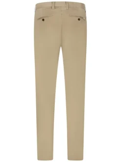 Chino en coton beige uni avec une coupe slim fit et une taille mi-haute