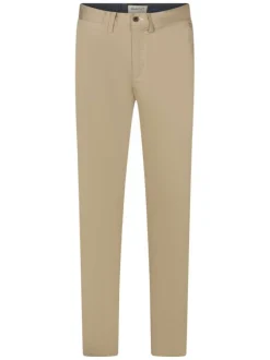 Chino en coton beige uni avec une coupe slim fit et une taille mi-haute