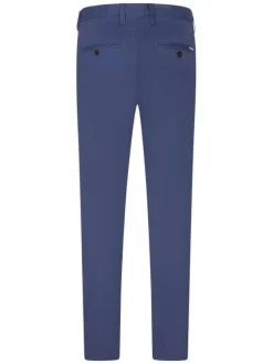 Chino en coton bleu uni avec une coupe slim fit et une taille mi-haute