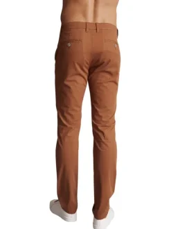 Chino en coton camel uni à coupe regular fit et à taille mi-haute