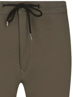 Chino kaki uni avec une coupe droite et une corde de serrage