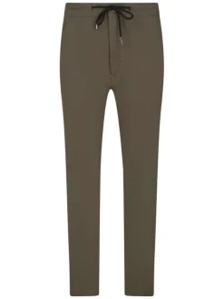 Chino kaki uni avec une coupe droite et une corde de serrage