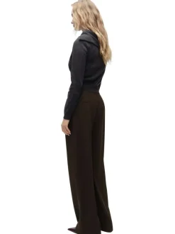 Chino kaki uni à coupe bootcut avec plis marqués et fermeture zippée