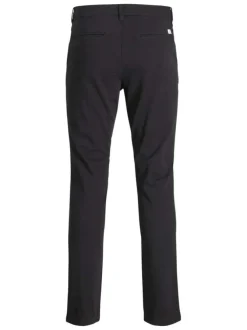 Chino Marco Dave en coton noir uni avec une coupe slim avec multiples poches