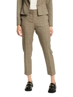 Chino 7/8 noir et beige à motif Prince de Galle avec coupe slim et 4 poches